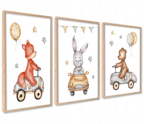  Set di 3 poster Immagini per bambini Volpe Orsetto 30x40