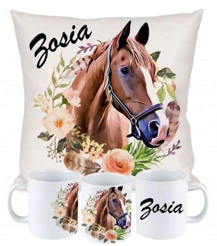 Set Cuscino + Tazza CAVALLO CAVALLI + IL TUO NOME N1