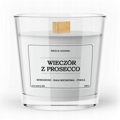 Candela profumata alla soia SERATA CON PROSECCO Vitafarm 1 pz.