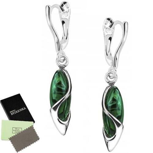  BELLISSIMI ORECCHINI IN ARGENTO ORECCHINI PENDENTI INGLESI IN ARGENTO 925 CON MALACHITE