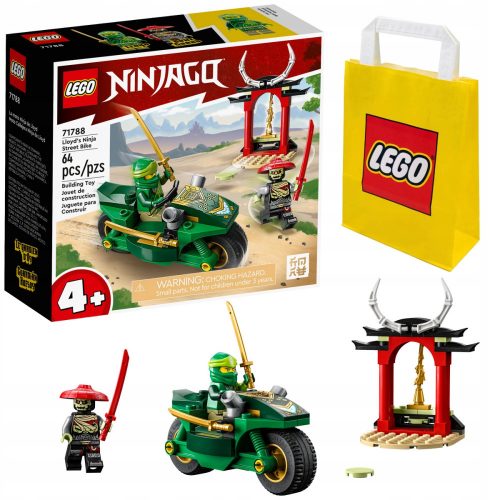  LEGO Ninjago Motocicletta Ninja di Lloyd 71788 + Borsa di carta LEGO 6315786 Giallo 24x8x18 cm