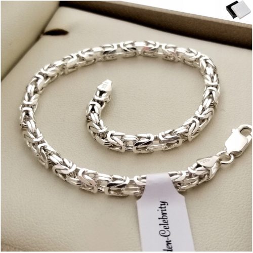  BRACCIALE DA UOMO IN ARGENTO REALE 20 CM BIZANTINO 925 + OMAGGI