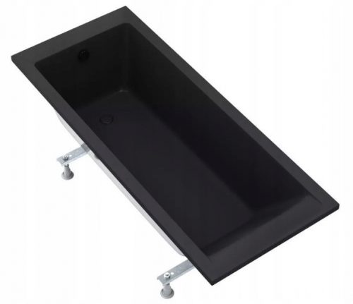 Reihe ASTO BLACK Vasca da bagno rettangolare in acrilico con scarico laterale 150 x 70 cm