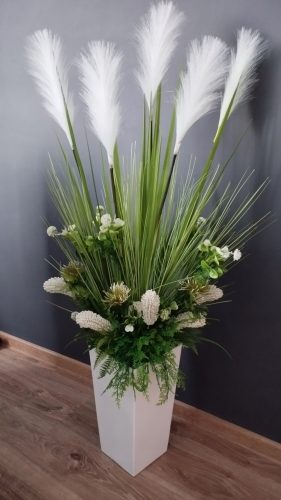 Erba di pampa artificiale 120 cm decorazione bianco verde chiaro vaso da fiori a scelta