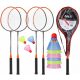 Volano, copertura, rete, set di racchette con volano Nils BADMINTON SET volani + CGROT Guida Sportiva IDEALE PER IMPARARE LO SHOPPING