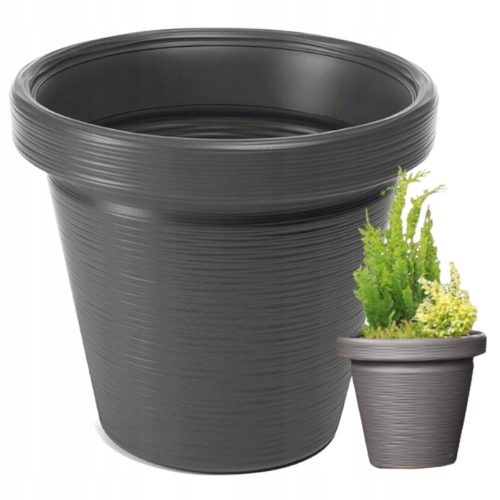  Vaso Grando 38 cm x 38 x 33 cm diametro 38 cm plastica tonalità grigio e argento