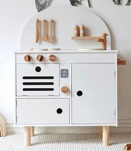  CUCINA RETRO IN LEGNO PER BAMBINI GIOCATTOLO BIANCO