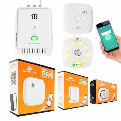 Rilevatore di fumo e gas Spacetronik SL, allarme sonoro, allarme luminoso, connessione WiFi