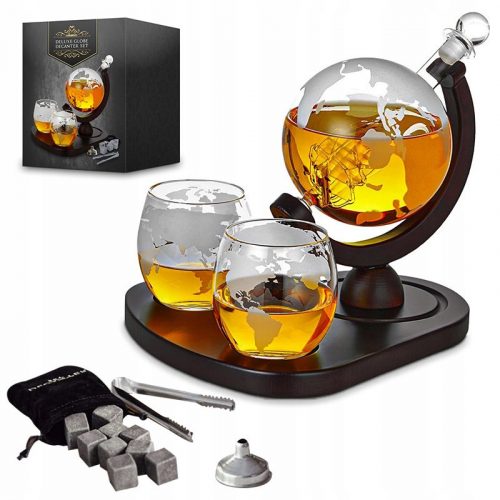 Set di bicchieri da whisky DELUXE CARAFFA GLOBUS regalo per il 18-99° compleanno