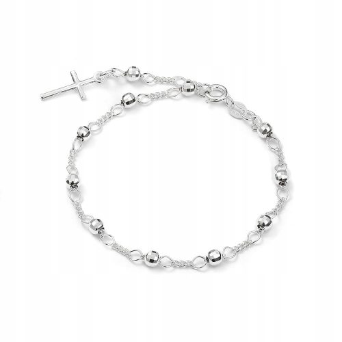  Bracciale in argento, rosario di una decina, 3mm, croce