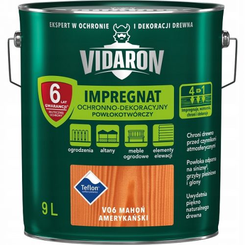 Vidaron V06 impregnante per legno mogano americano 9 l