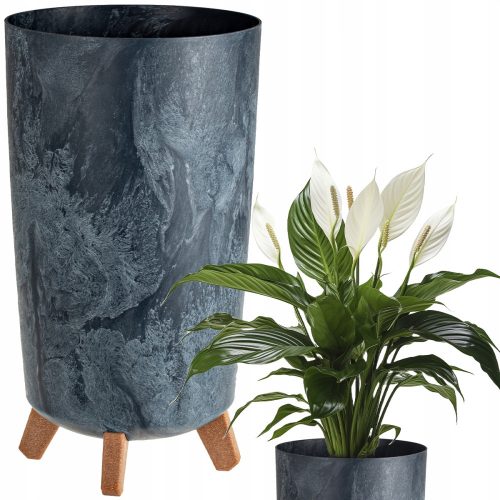  Vaso da fiori Deco4Home 24 cm x 24 x 45 cm diametro 24 cm plastica antracite, sfumature di grigio e argento