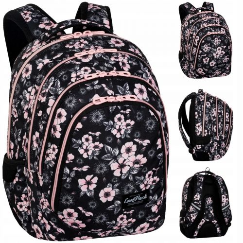  Zaino scolastico multiscomparto CoolPack, nero, sfumature di rosa, 28 l