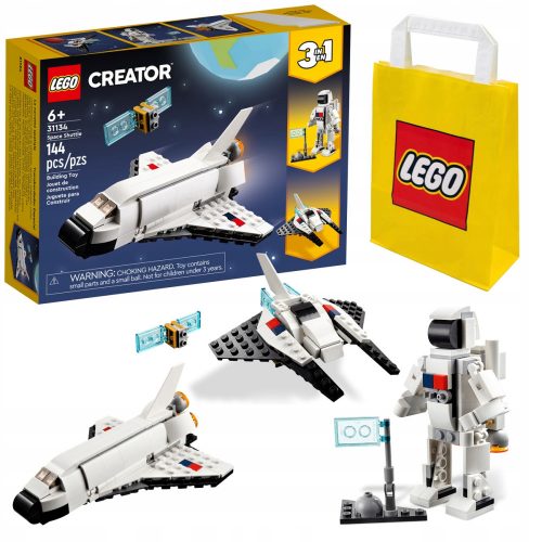  LEGO Creator 3 in 1 31134 Space Shuttle + Sacchetto di carta LEGO 6315786 giallo 24x8x18 cm