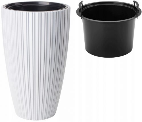  VASO DA FIORIERA CON INSERTO MIKA SLIM, ALTEZZA 30, DIA. 29 BIANCO