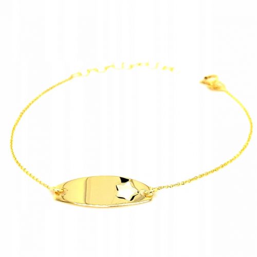  Bracciale per bambini in oro con placca in argento. 585