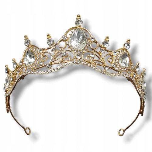  Elegante tiara d'oro, corona, diadema nuziale d'oro con zirconi