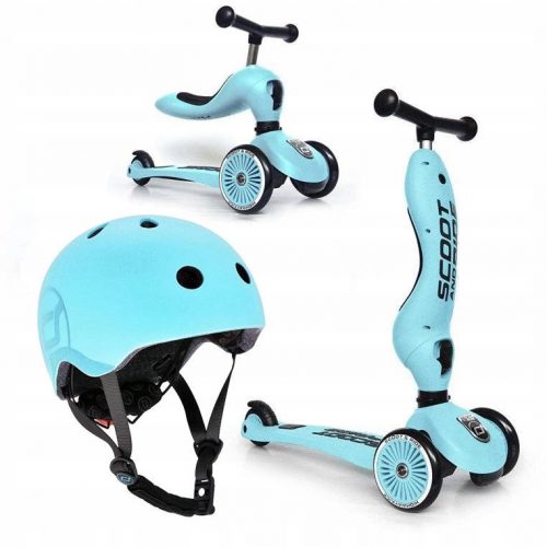  ScootAndRide Highwaykick 1 Blueberry 96352 + Casco da bicicletta Scoot and Ride 96360, S/M