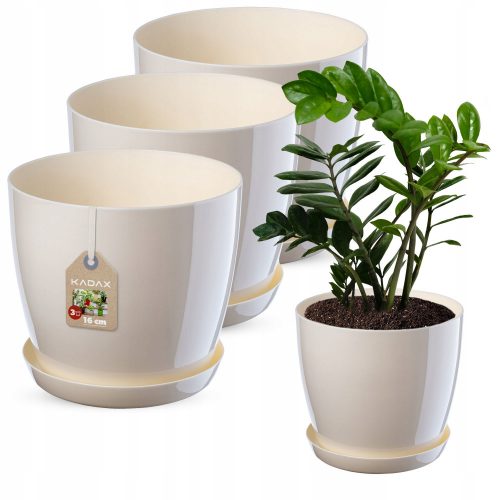  Vaso da fiori Kadax 16 cm x 16 x 14,5 cm diametro 16 cm in plastica crema