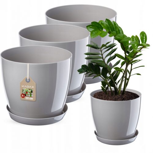  Vaso da fiori Kadax 20 cm x 20 x 18 cm diametro 20 cm in plastica tonalità grigio e argento