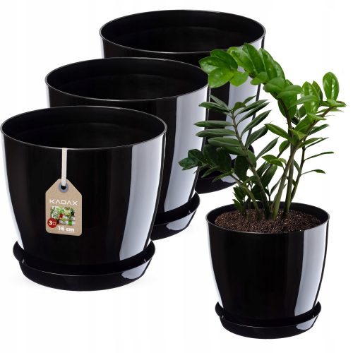  Vaso da fiori Kadax 16 cm x 16 x 14,5 cm diametro 16 cm plastica nera