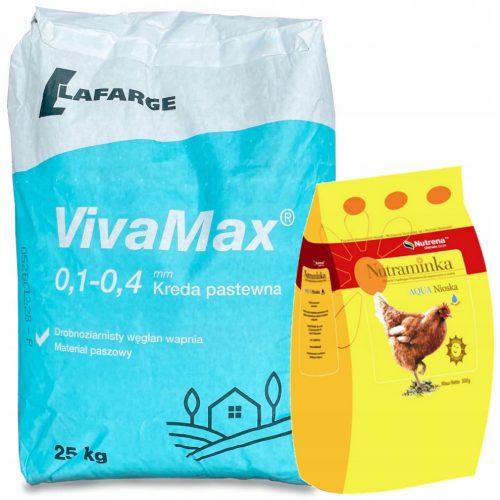 VIVA MAX gesso per foraggio 25 kg additivo per mangimi calcio + Nutraminka AQUA LIOSKA 0,5 kg miscela vitaminica