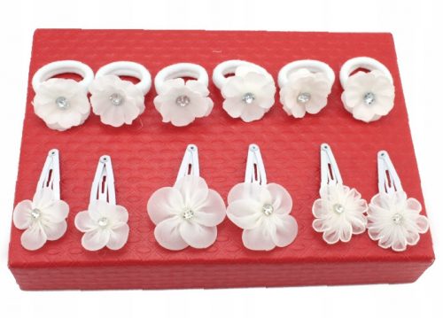  Clip, set di decorazioni per capelli con fiori da comunione, 12 pezzi, bianco