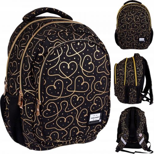  Zaino scuola multiscomparto Head, nero, sfumature di giallo e oro, 26 l