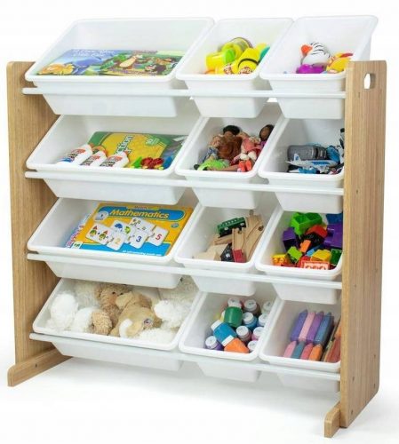  CONTENITORI ORGANIZZATORI DA MENSOLA IN LEGNO BIANCO PER BAMBINI