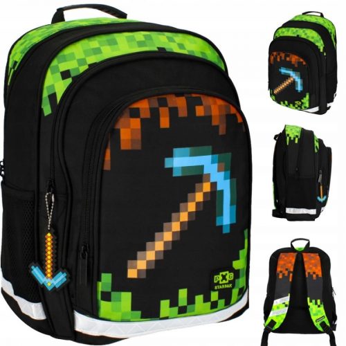  Zaino scolastico multiscomparto Minecraft Starpak nero, Sfumature di marrone e beige, Sfumature di verde 20 l