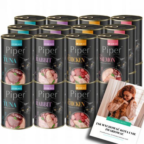  PIPER alimento umido per gatti adulti CAN Mix di gusti 24x400G + EBOOK CAT