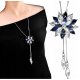  Collana, catena lunga in argento, FIORE in cristallo