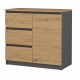  Cassettiera TopEshop 1D3S 80 x 40 x 75 cm antracite opaco