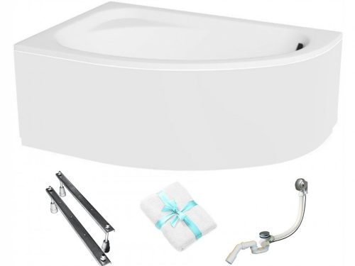 Vasca da bagno asimmetrica in acrilico Besco CORNEA con scarico laterale 150 x 100 cm