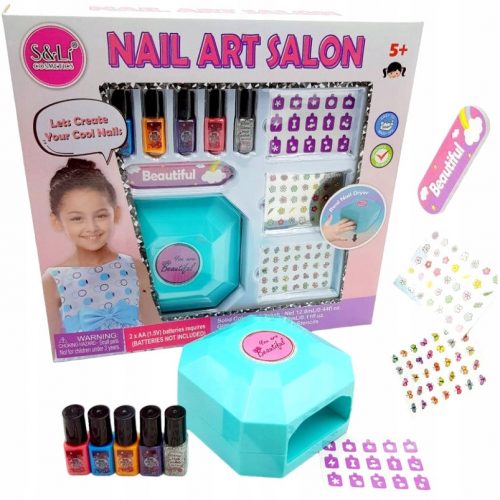  MEGA SET MANICURE PER BAMBINA, SMALTO GLITTER, ASCIUGACAPELLI