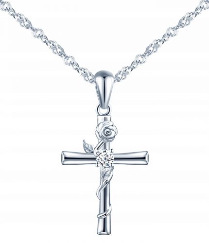  COLLANA CON CROCE IN ARGENTO, CATENA DELLA CROCE, COMUNIONE