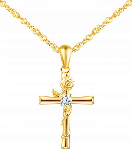  COLLANA IN ORO COMUNIONE CROCE CATENA IN ARGENTO