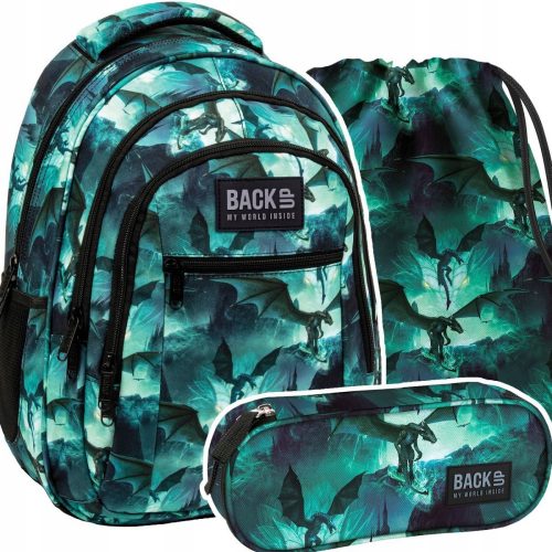  Zaino scuola multiscomparto Backup nero, Sfumature di blu, Sfumature di verde, Multicolor 26 l + 2 altri prodotti