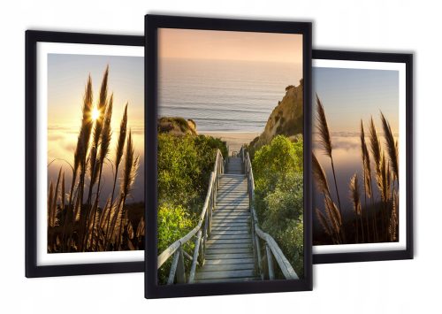 Set di 3 quadri ArtisArt tramonto incorniciati 129x63 cm