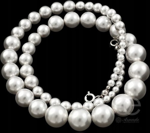  Collana di perle di cristallo di perle bianche in argento