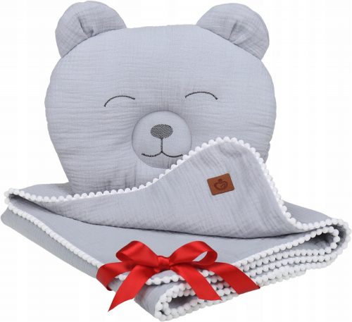  COPERTA IN MUSSOLA + CUSCINO ORSO BABYMAM