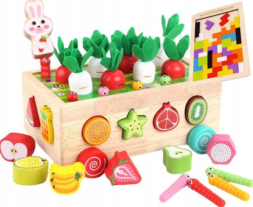  Puzzle Montessori Block Sorter Catch the Worm Carota in legno