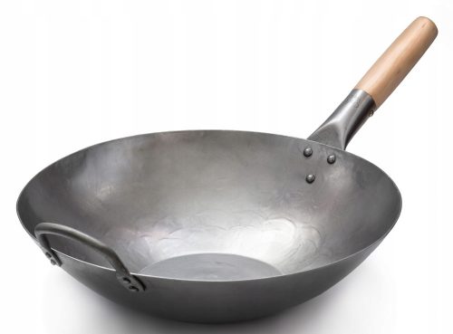 Wok artigianale in acciaio al carbonio 35 cm