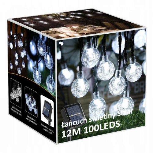  GHIRLANDA LAMPADE SOLARI DA GIARDINO 100 SFERE LED 12M