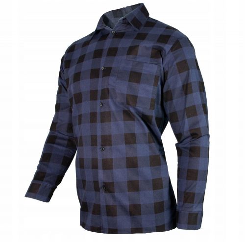 CAMICIA DA LAVORO IN FLANELLA, Cotone, BLU MARINO POLONIA XL