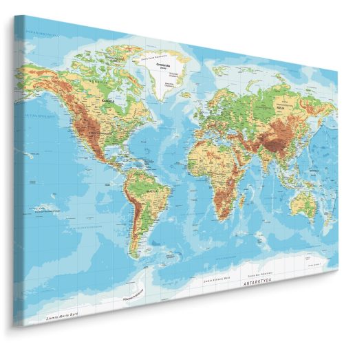 Quadro MAPPA DEL MONDO in polacco da parete 120x80