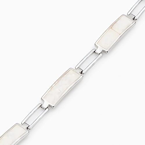  Bracciale in argento, opale chiaro, rettangoli lunghi