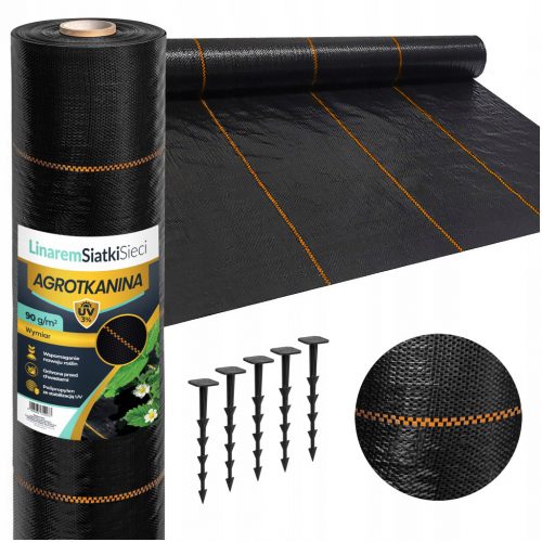  TESSUTO AGRO 1.1x50m 90g NERO TNT AGRO UV 3% ANTIERBA + SPILLE