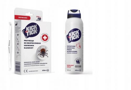  Spruzzatore, aerosol contro zecche, zanzare Kick The Tick 0,3 kg 200 ml + Dispositivo per rimozione zecche Kick the Tick