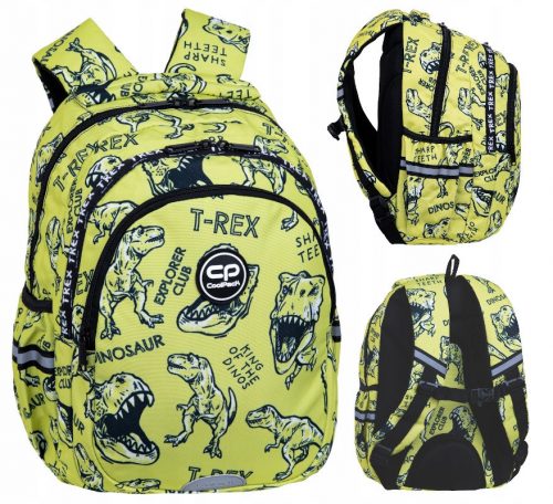  Zaino scolastico multiscomparto CoolPack, nero, Sfumature di verde, Sfumature di giallo e oro, Multicolor 21 l